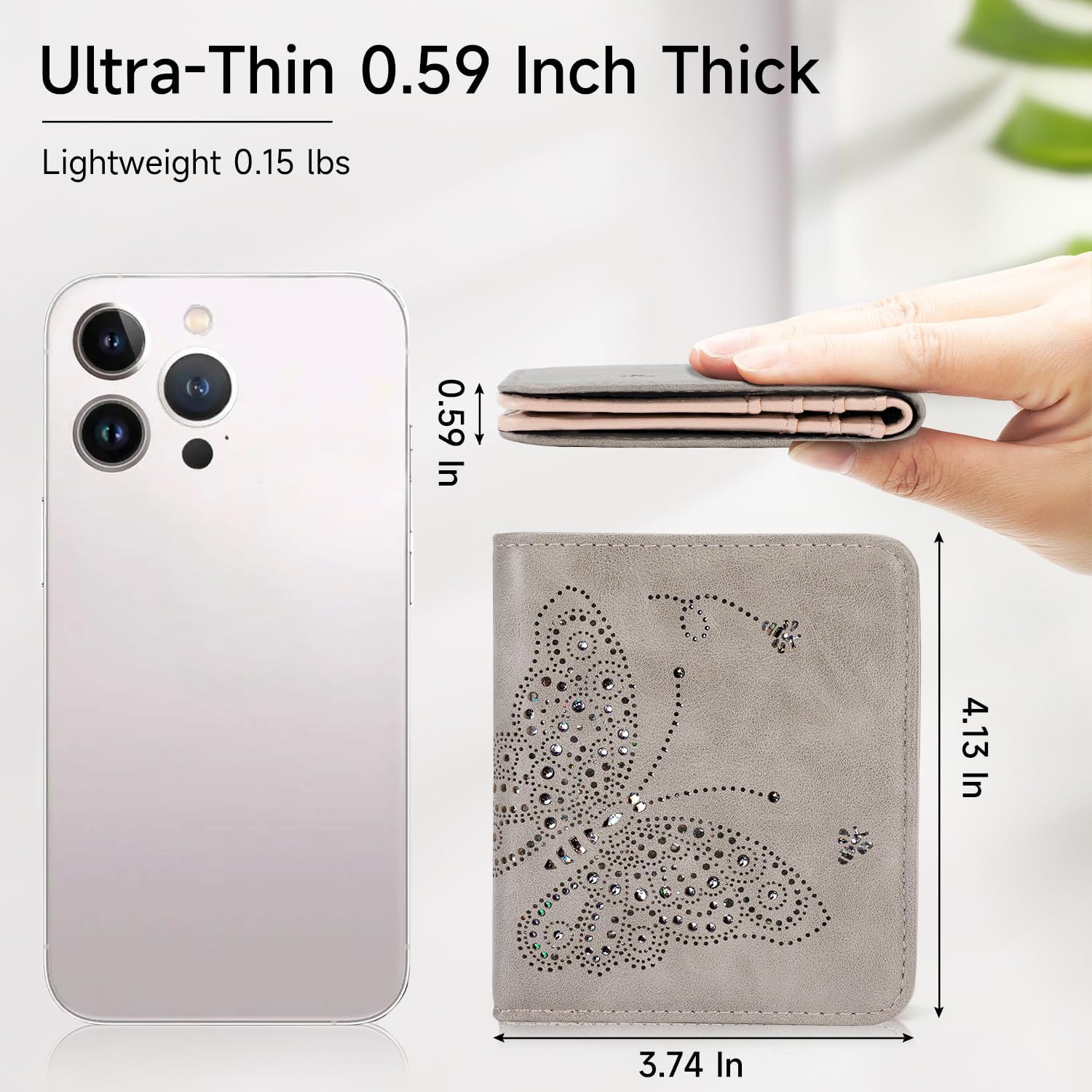 Small RFID Wallet Women Ultra Thin Slim Womens Wallet Mini Compact Bifold Pocket Ladies Wallets for Women GRAY - Image 2