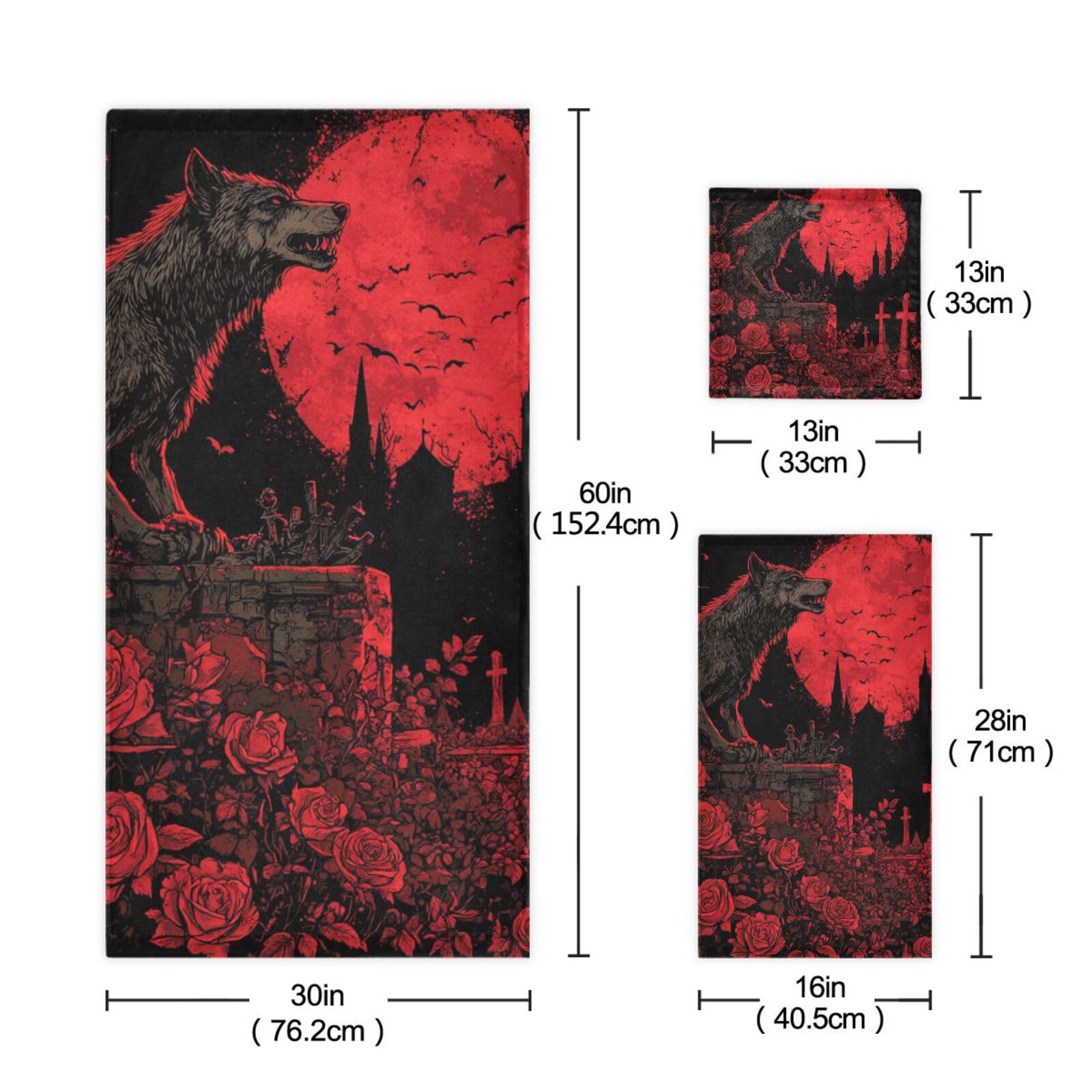 Set di 3 asciugamani per il viso con castello di vampiri gotici, ad asciugatura rapida, 1 asciugamano da bagno, 1 asciugamano per mani, 1 panno per la casa, cucina, hotel, palestra, nuoto, spa