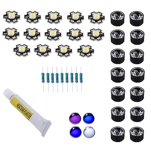 Kit led 3w para Luminaria Aquário Marinho Corais 80 Litros 45w azul royal branco 10000k UV