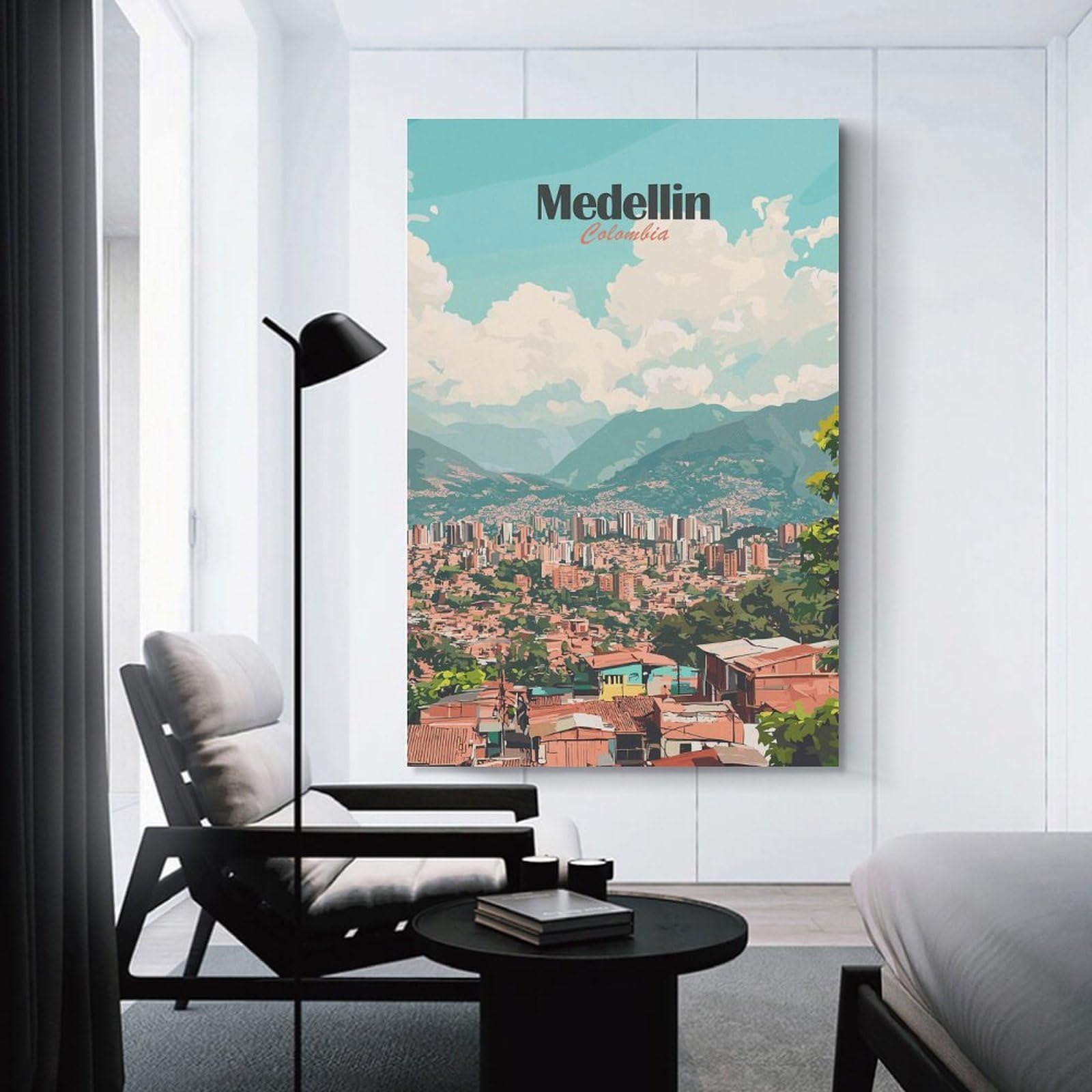 Junmoney Home Decor Wall Art Medellin Cityscape(3), 20x30inch(50x75cm), for Workspace Walls, Study Corners Or Bedrooms, A Smart Decor Choice for Study Walls