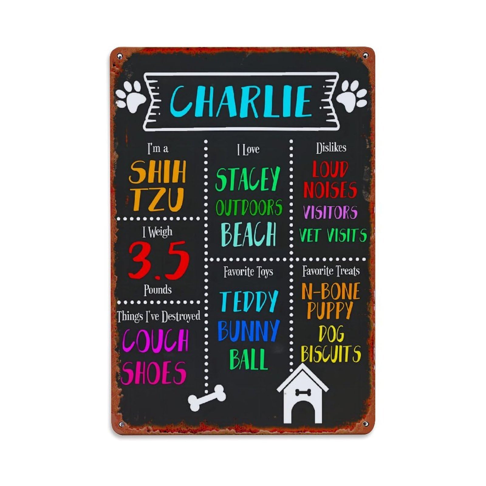 Jdyaojiesheng Vintage Chalkboard Dog Profile Sign Tin Sign Retro Metal Wall Decor Metal Poster, Home Bar Garage Farmhouse Cafe Wall Art Decoration 8X12inches