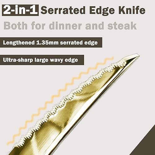 Miniatura 6 de Juego de cubiertos dorados martillados de 20 piezas, juego de cubiertos dorados de acero inoxidable 1810, juego de utensilios de cocina modernos