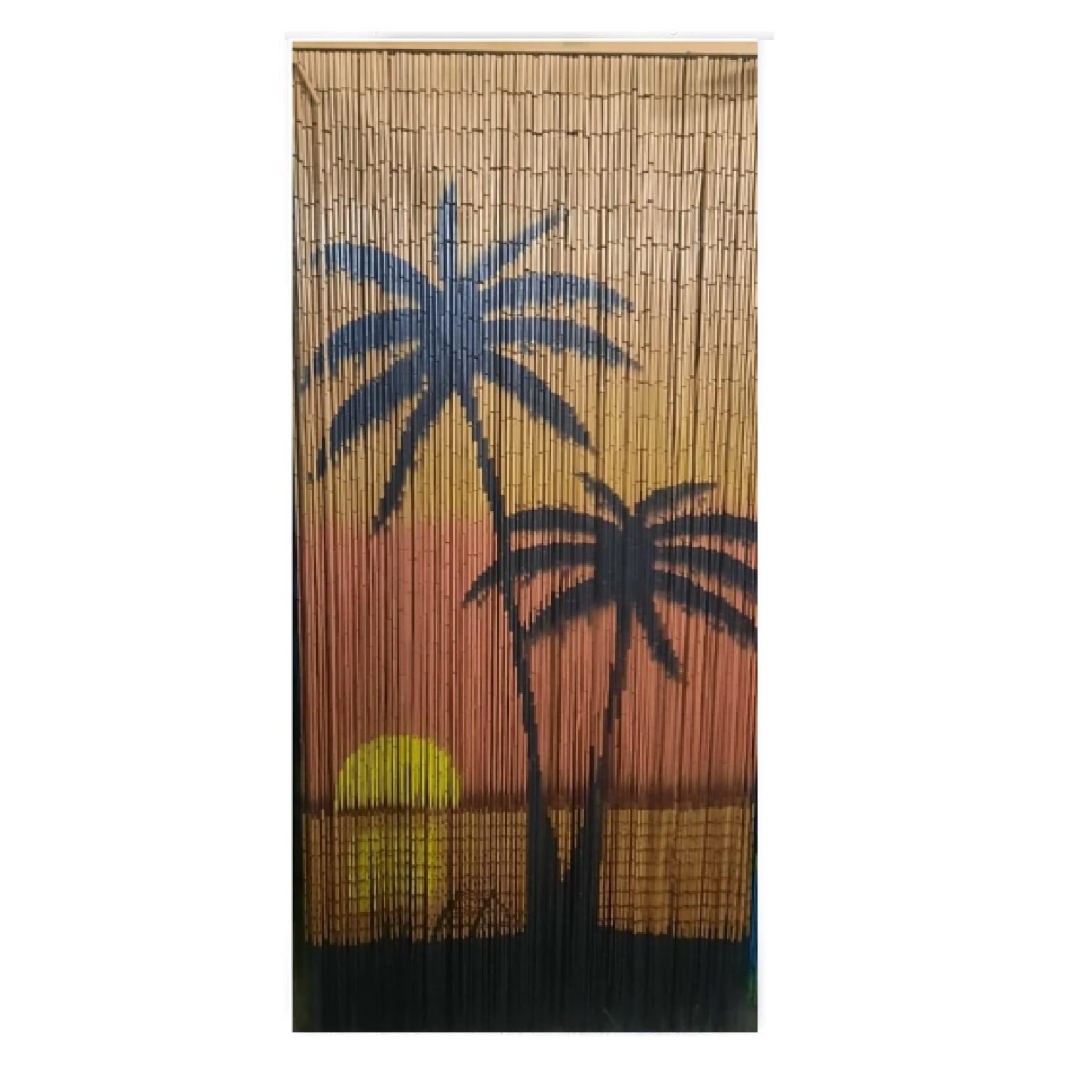 Sunset Palm Tree Beaded Curtains for Doorways, Door Beads Curtains, Hanging Curtain 35.5" x 78"