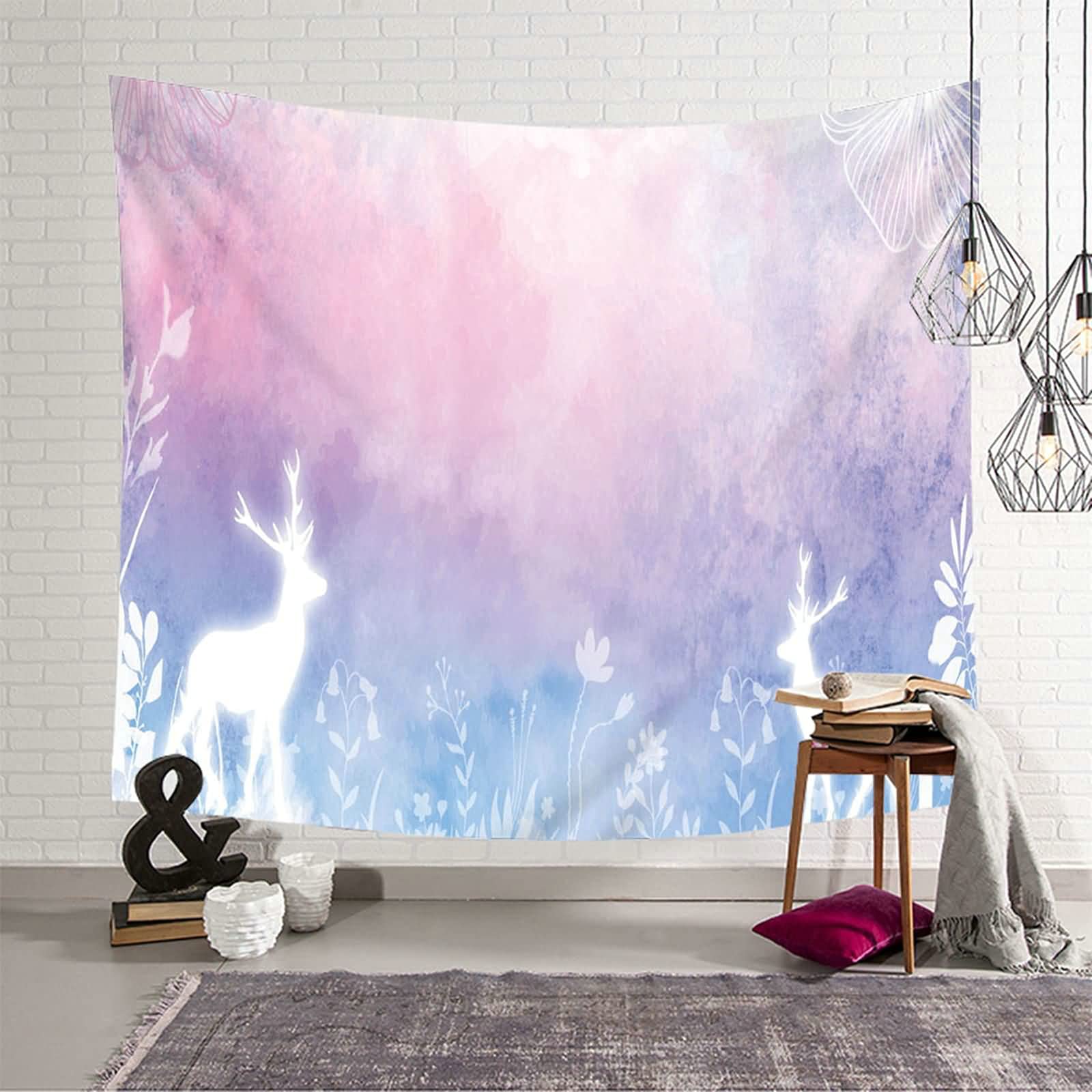 Tapiz de pared KnSam rosa y lila de 150 cm para crear un ambiente zen en el dormitorio 8