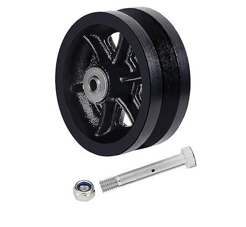 Rueda de ranura en V de 6 x 2 pulgadas, rueda de hierro fundido, capacidad de hasta 1000 libras. Uso para puerta deslizante, puerta enrollable con