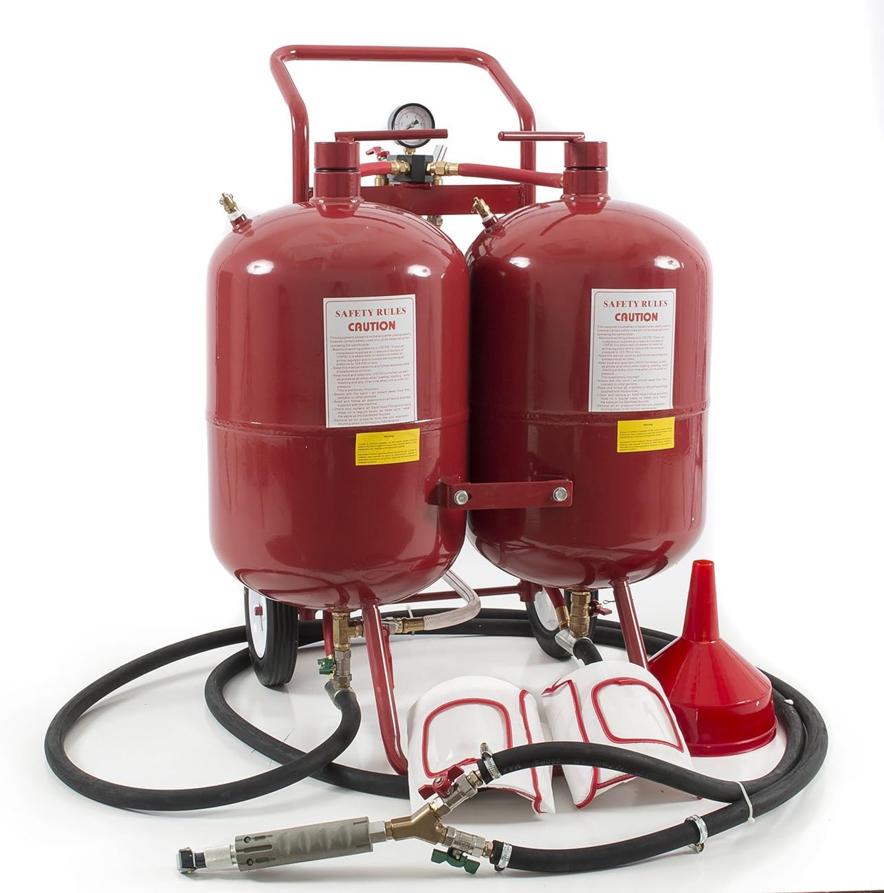 ARKSEN 100lb Dual Media Tank Sand Blaster Baking Soda Blasting Abrasive Surface Cleaner