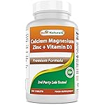 Best Naturals Calcium Magnesium Zinc with Vitamin D3, 300 Tablets - Calcium 1000 mg, Magnesium 400 mg, Zinc 25 mg & D3 600 IU per Serving (3 Tablets)