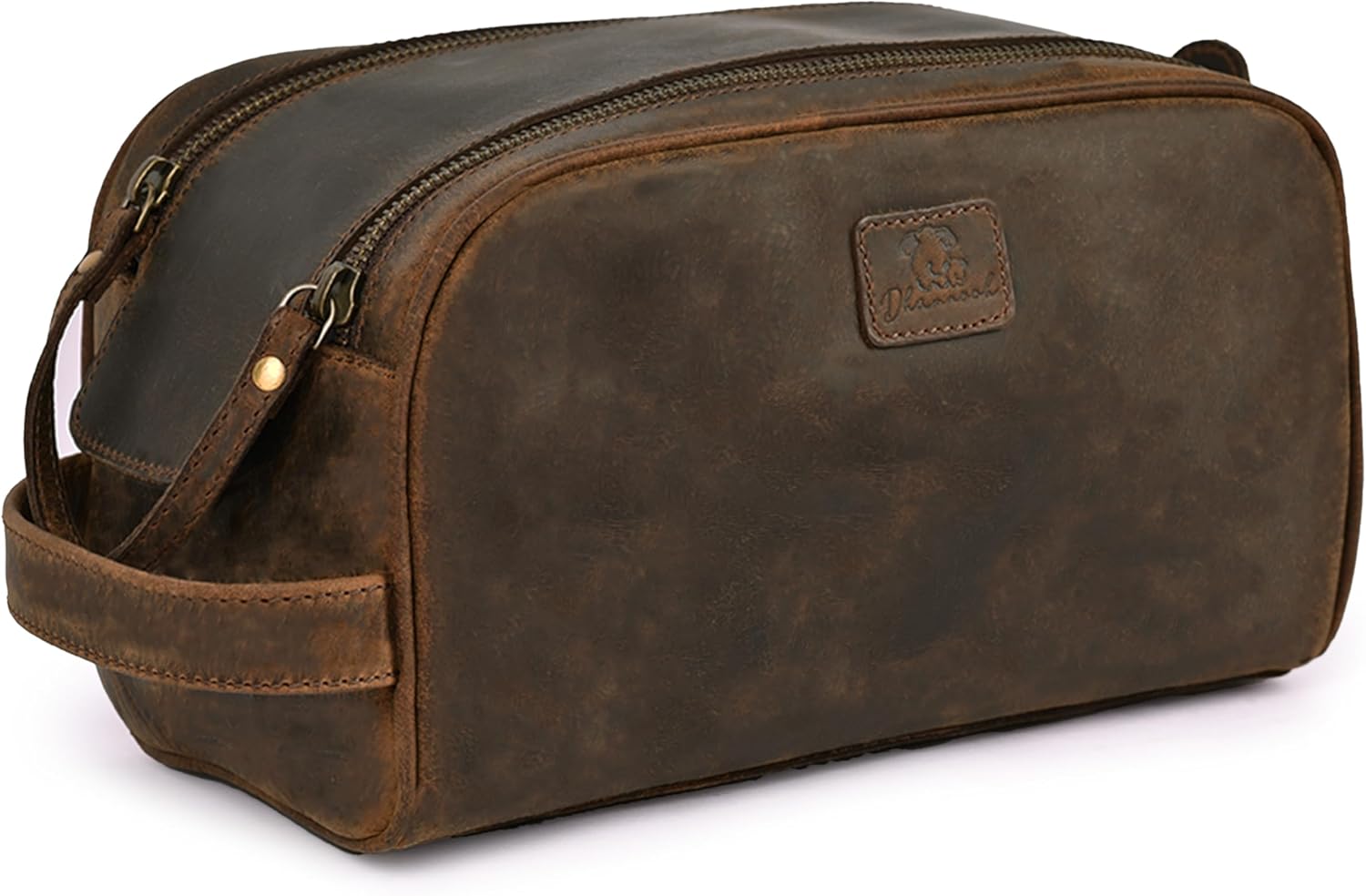 King-Size Premium Leather Toiletry Travel Pouch – Handcrafted Vintage Dopp Kit Bag with Waterproof Lining, Spacious Design for Travel Essentials - Brown - Image 2