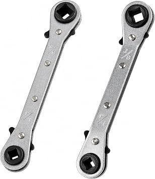 2 Pcs HVAC Service Wrench Set,Quad Spanner,Reversible Ratchet Spanner