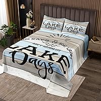 Vista 15 de Juego de colcha de río, tamaño Queen para niños, niñas, juego de edredón rústico de granja con diseño de lago y vida, colcha de paneles de madera