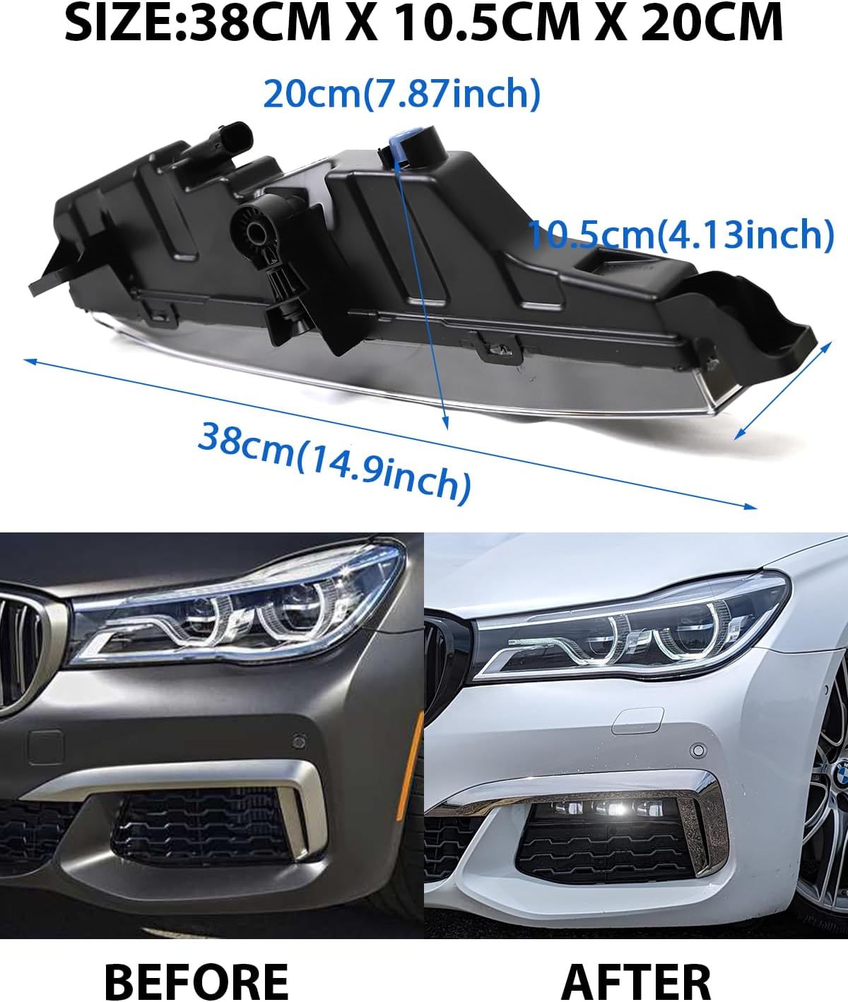 Front Right Bumper LED Fog Light Replacement, Compatible with BMW G11 G12 740 750 M760 xDrive 7-Series, Replace OEM 63177342954, Passenger Side Daytime Running Light Assembly