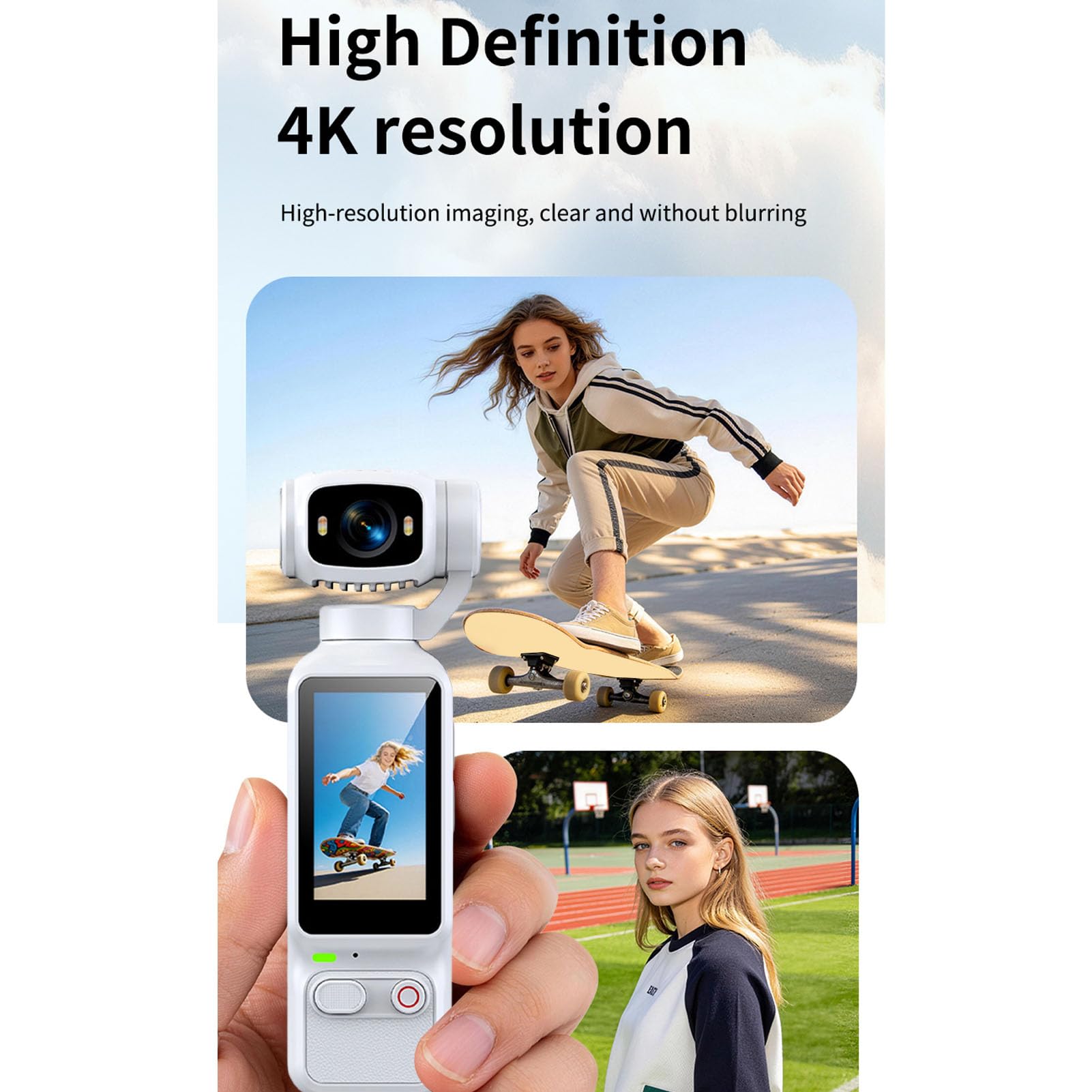 Videocamera 4K per vlogging con obiettivo rotante (WHITE)