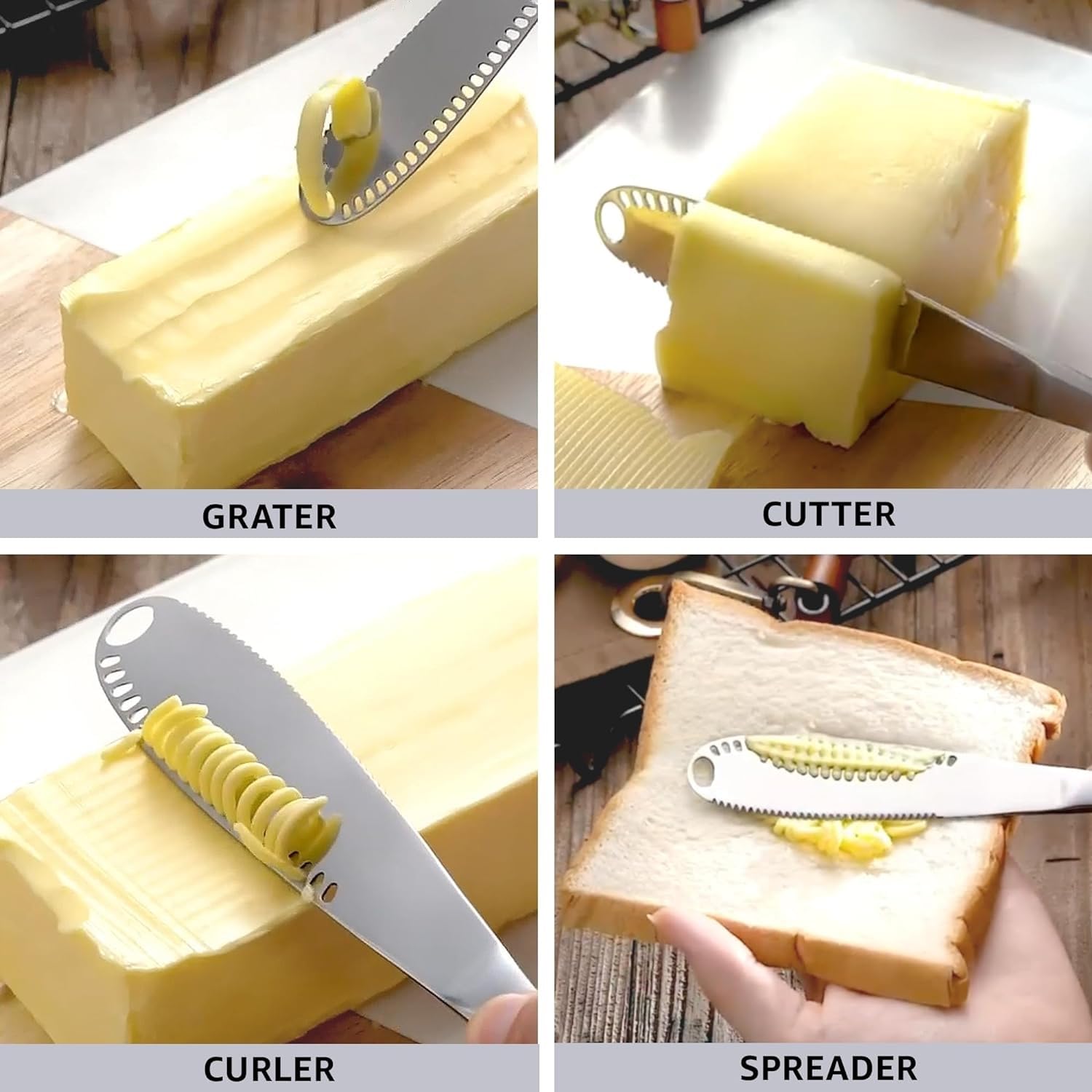 Spatlus Food Grade Stainless Steel Dinner Knife Stainless Steel Butter Knives Stainless Steel Butter Knife Butter Spreader Knife, Breakfast Spreads,Cheese and Condiments (Black, Set of 1) 2