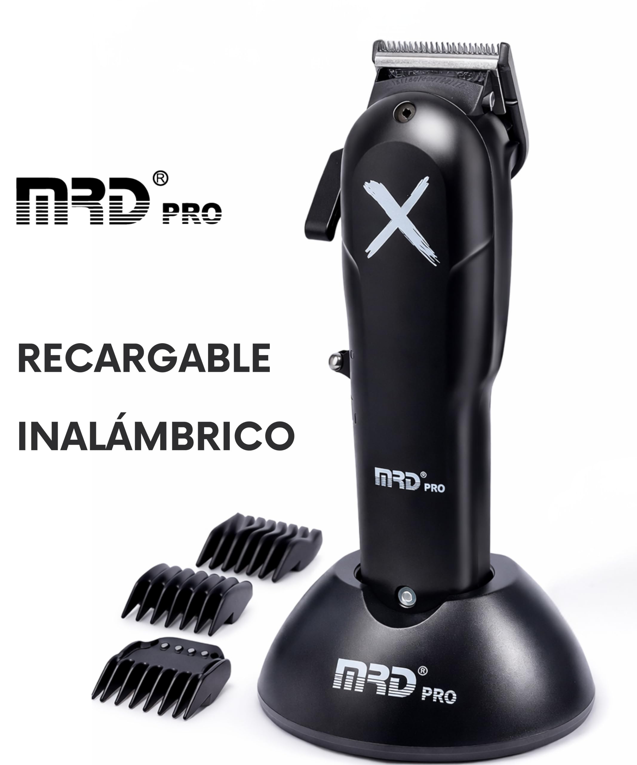 MRD Clipper PRO BUZZ CUTTER – Máquina de cortar pelo hombre profesional con motor Rotativo, cuchilla DLC Faper y bateria de 3350 mAh, cortapelos MRD pro recargable USB-C