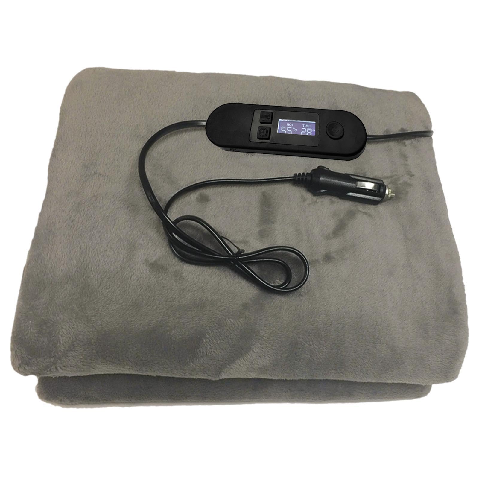 100x70cm 12V Electric Heated Car Blanket, Heated Travel Throw For Car, Plug In Heating Throw Quick Warming Action 6 -gear Adjustment, Car Electric Blanket With 5 Heat Settings Auto Shutoff Function