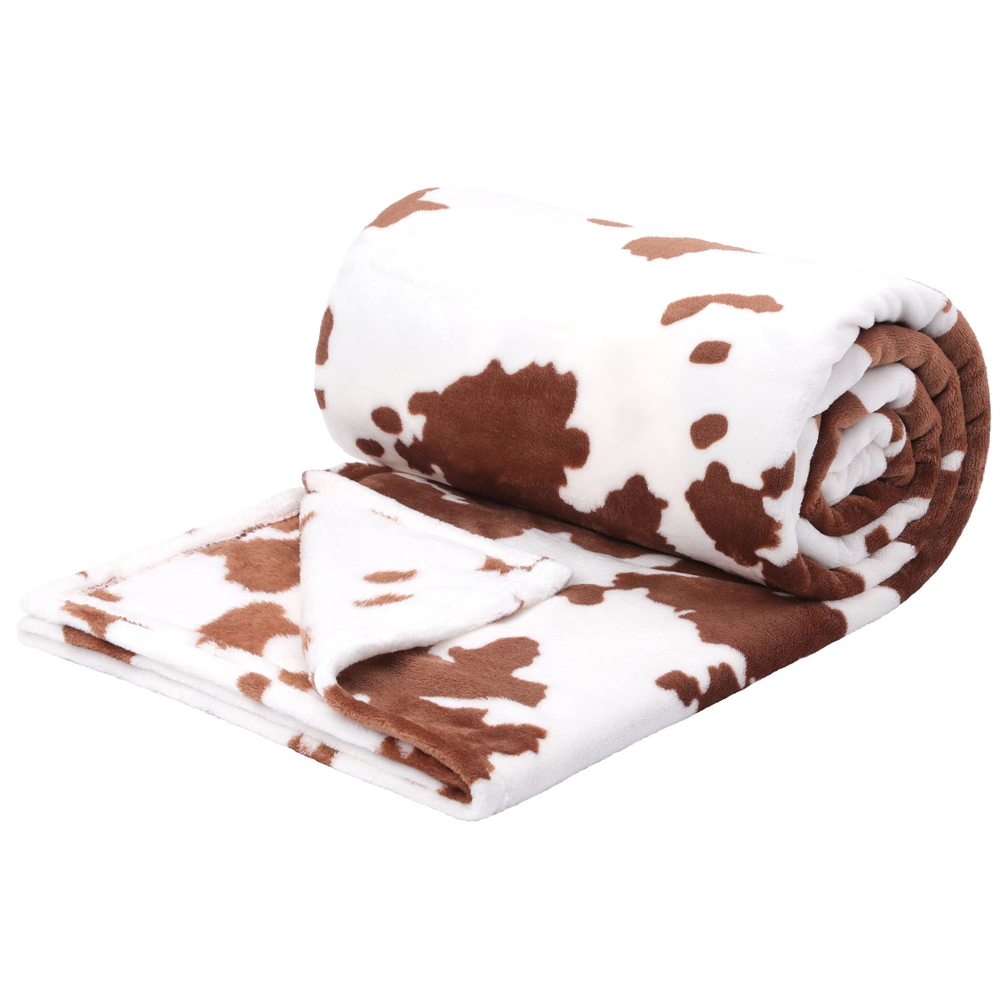 HOZY Coperta in pile di flanella con stampa di mucca, doppia dimensione, leggera, antistatica, super morbida, accogliente, coperta invernale in microfibra leggera, 167,6 x 228,6 cm