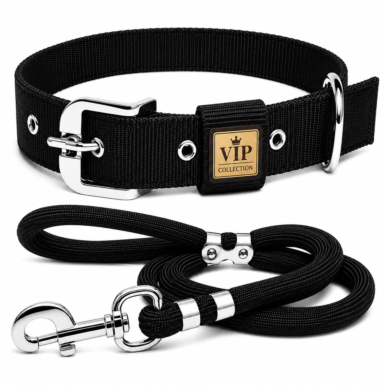 Dog Collar&Rope Leash Set Adjustable Comfortable For Training Walking And Running For All Breeds( 0.5 Inch Extra Small Black)-image-11