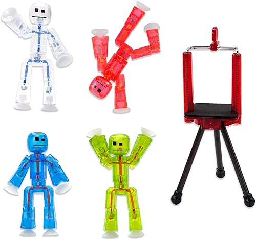Zing Stikbots, juego de 4 figuras de acción transparentes Stikbot y trípode para teléfono celular, juguetes de animación Stop Motion, ideal para disponible en Yaxa Colombia