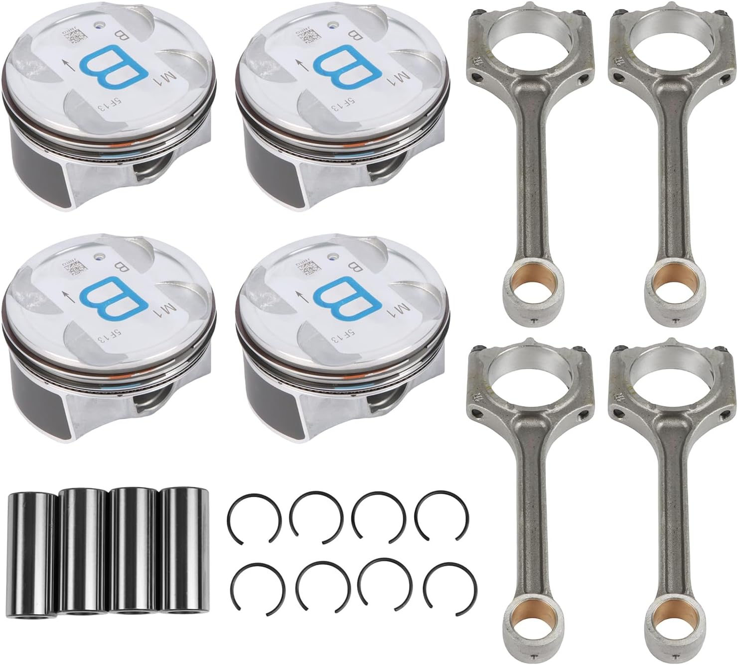 G4NB 1.8L Engine Connecting Rod & Pistons Rings (STD) 8Pcs Fits for Hyundai Elantra 11-16, for Kia Forte 14-16 1.8L DOHC OE G4NB 1.8L / 23041-2E100 23510-2E101