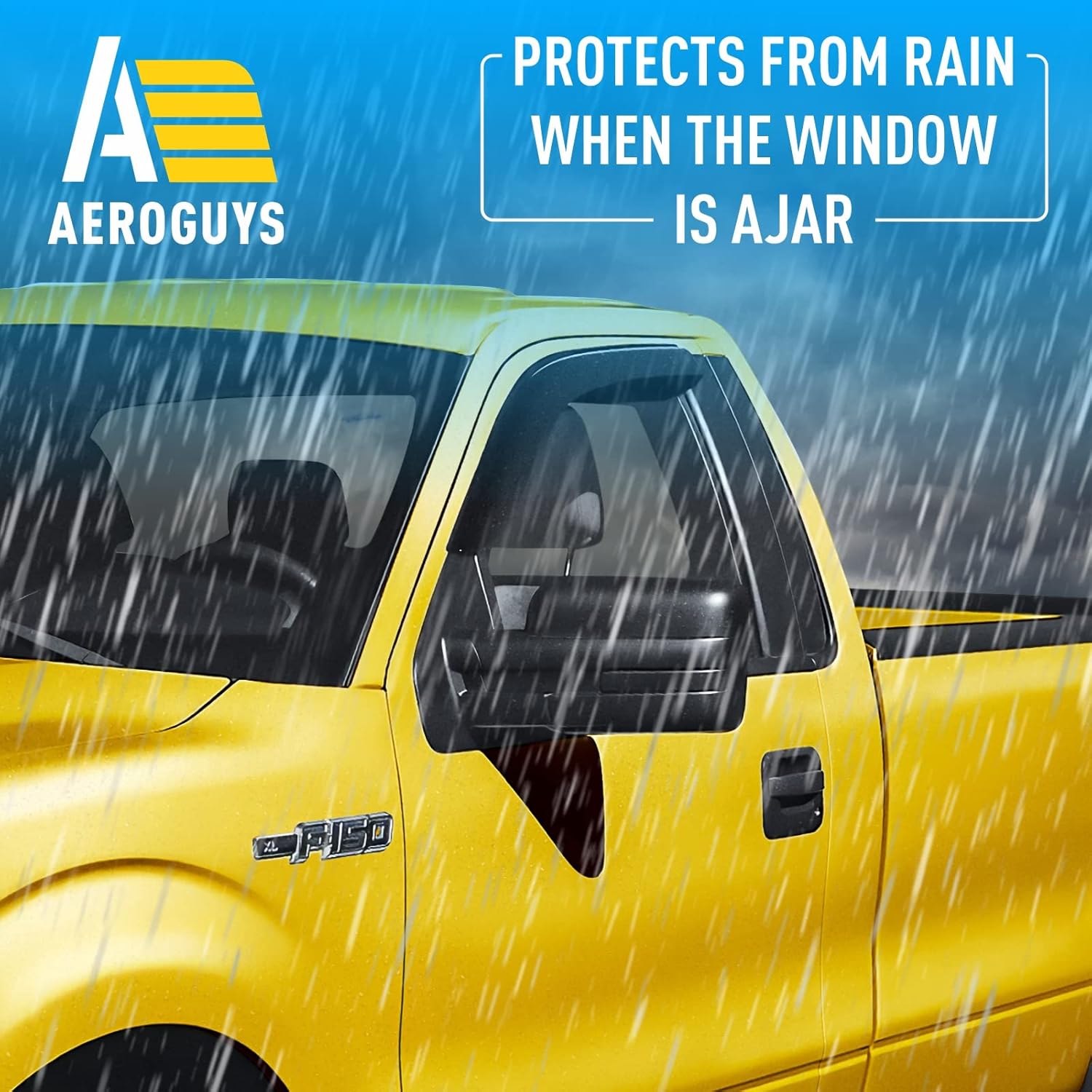 Extra Durable Window Deflectors Tape-On Window Visors Rain Guards Fit for Ford F150 2009-2014 Regular Cab, Sun Visors, Wind Vent for Shades, Exterior Car Accessories - 2pcs. AG0045