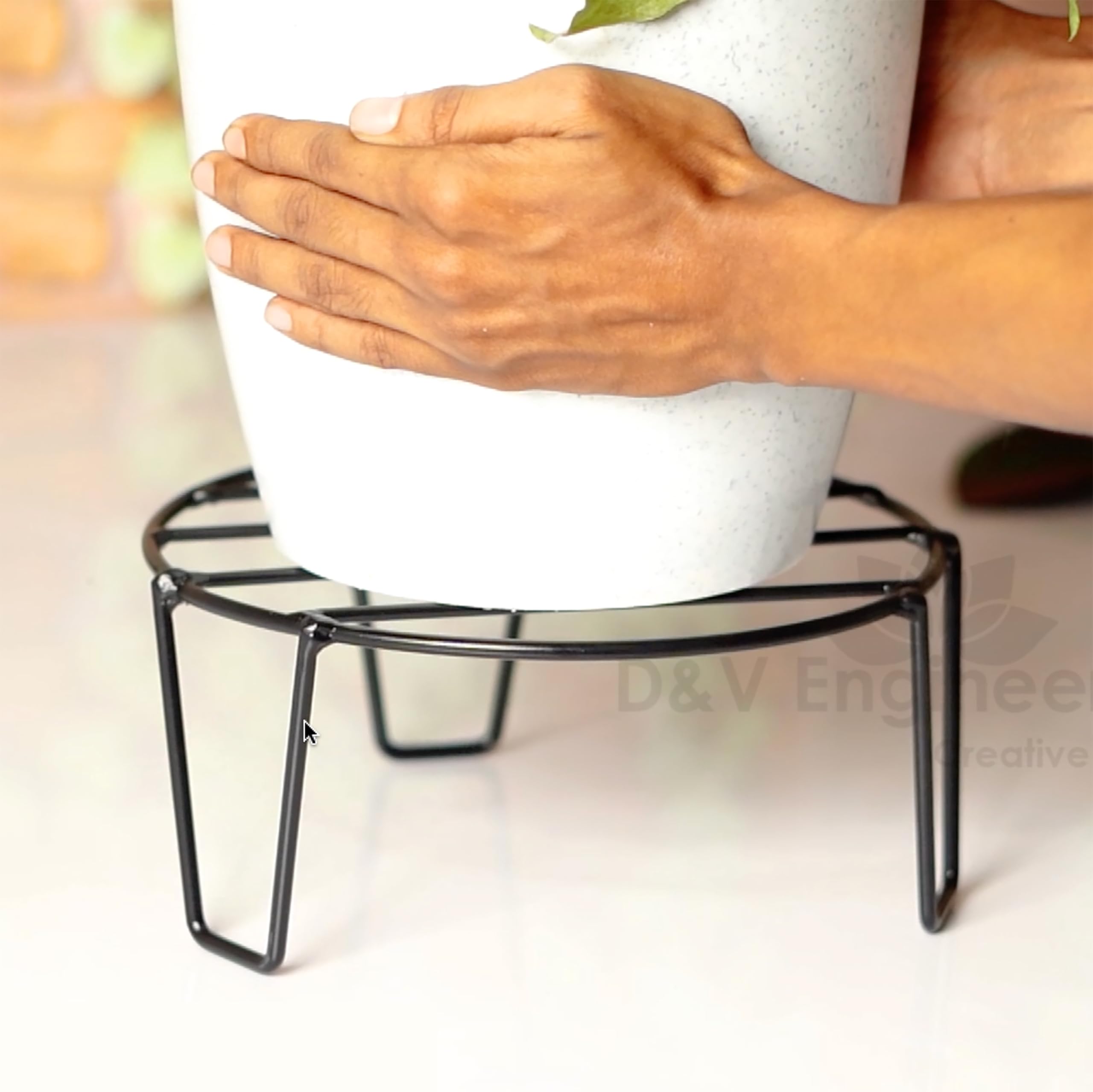 Metal Plant Stands - Set of 4 for Flowers & Pots -2