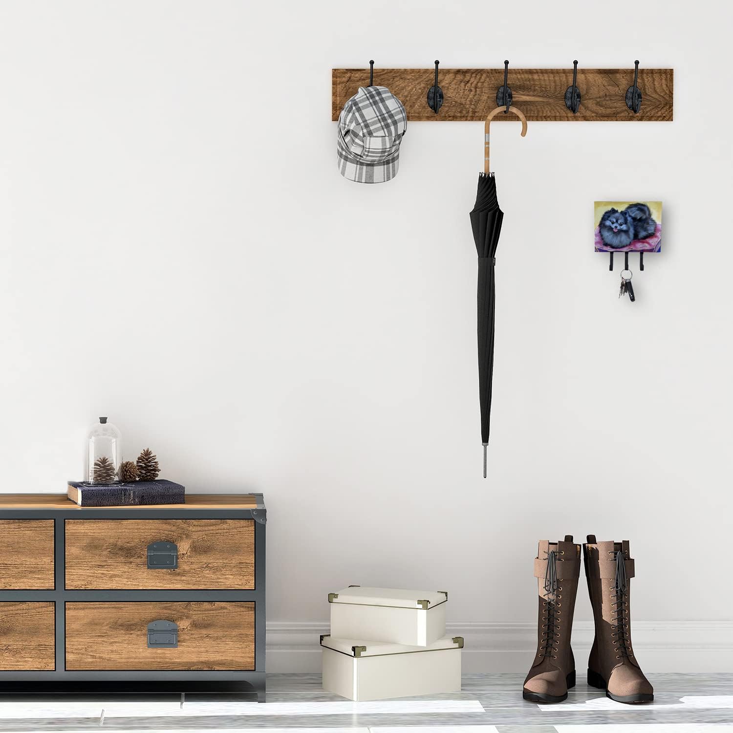 Caroline's Treasures 7503TH68 Pomeranian Leash or Key Holder, Wall Hooks, Key Hooks Holder, Coat Rack Wall Mount, Coat Hooks, Hooks for Hanging Keys, Towels, Aprons, Leashes,