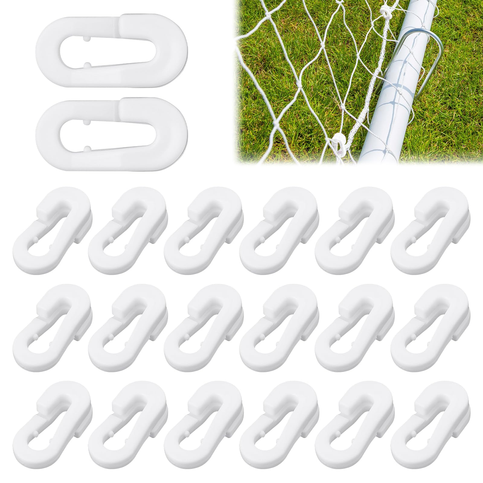 20 Pezzi Bianco Clip Fissaggio Rete Ombreggiante, Clip in Plastica per Tessuto Ombreggiante, Affidabile Clip Speciali con Occhiello, Riciclabile Clip per Reti da Calcio Badminton Tennis Sports