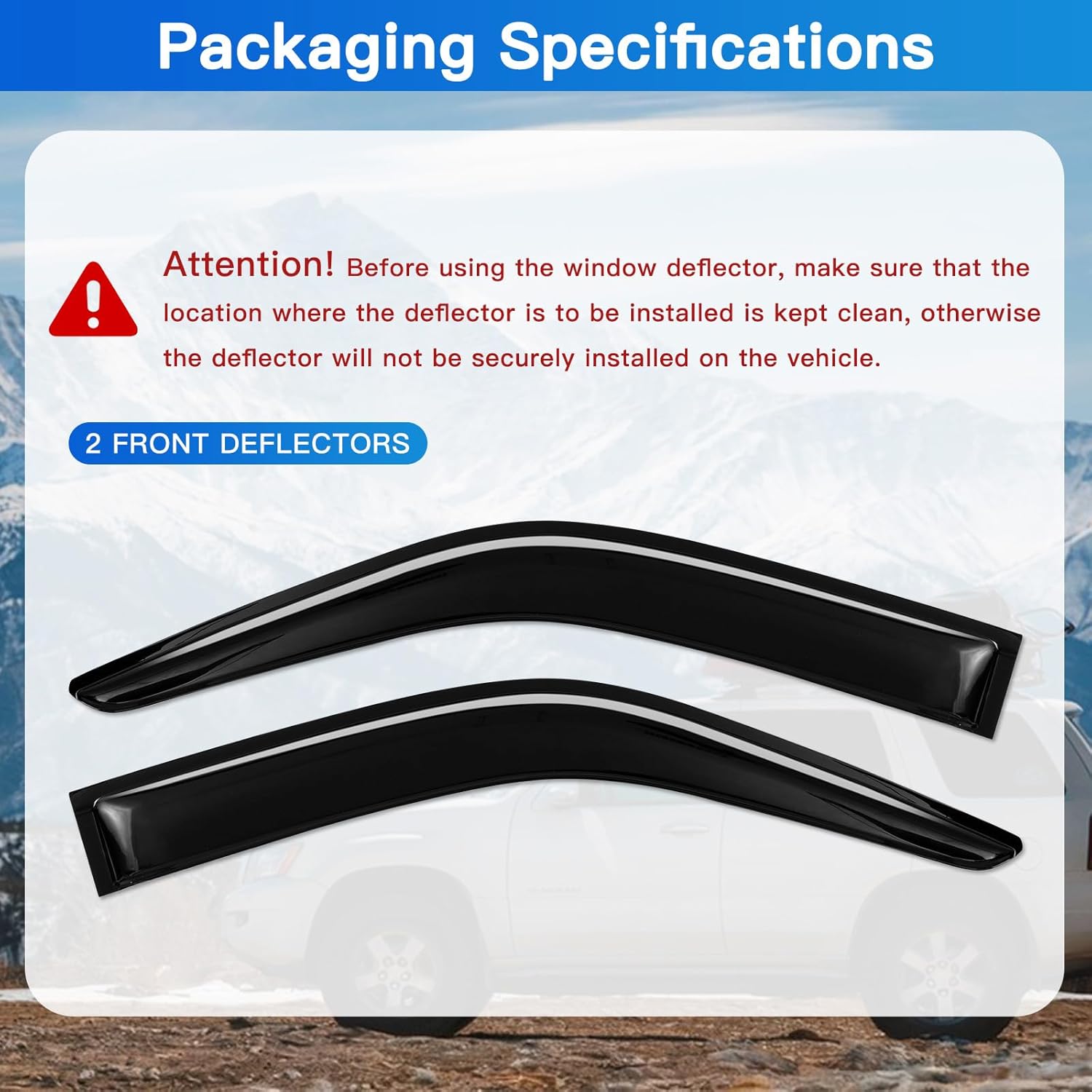 2Pcs Window Vent Visors, Outside-Mount Window Deflectors, Rain Guards for 1993-2011 Ford Ranger & Mazda B2300 1994-2009