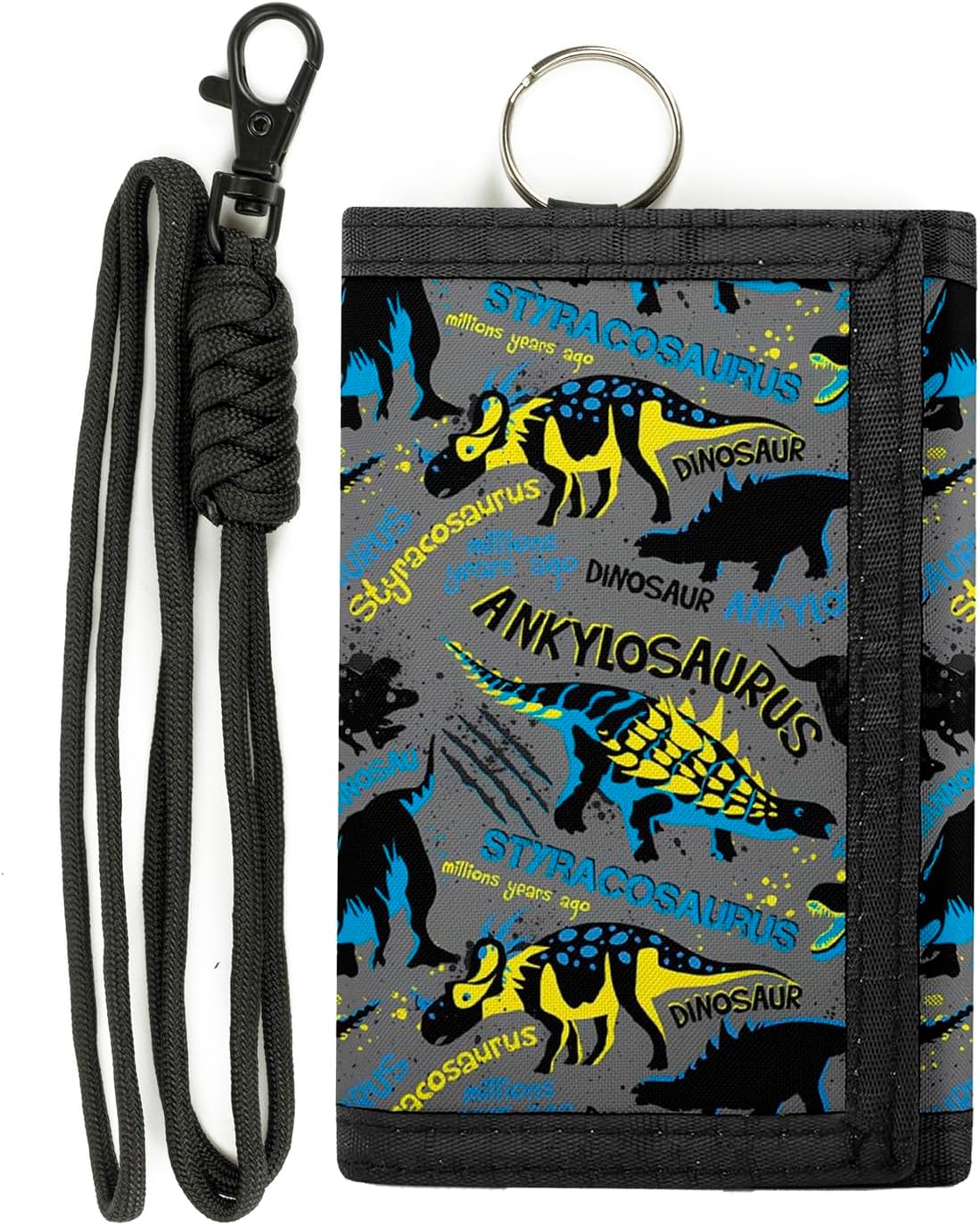 Kids Trifold Wallets for Boys & Girls Ages 6-18, Zippered Coin Pocket, Novelty Wallet for Children's Birthday Gifts (Dinosaur)