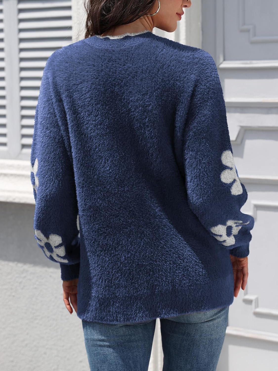 Women's Oversized Fuzzy Sweaters Long Sleeve Crew Neck Knit Soft Pullover Chunky Casual Fall Loose Jumper Top - Image 9