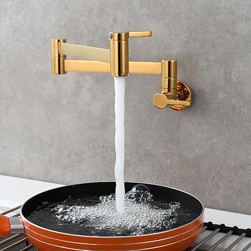 Miniatura 2 de Grifo de llenado de olla de latón Montaje en pared Titanio Oro Ahorro de agua 360 Rotate Grifo de fregadero de cocina, CT172J