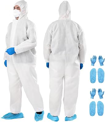 ZMDREAM Disposable Coveralls Shoe Covers & Gloves - 2 Sets for Cleaning Gardening & Industrial Mechanical Work 5 Sizes