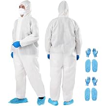 ZMDREAM Disposable Coveralls Shoe Covers & Gloves - 2 Sets for Cleaning Gardening & Industrial Mechanical Work 5 Sizes