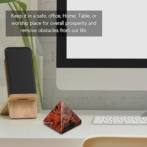 Miniatura 411 de Amazing Gemstone Piedras curativas de cristal de piedra de sangre africana, gran figura piramidal de 2 pulgadas de pirámide de piedra natural
