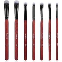 7Pcs Brown Eyeshadow Brushes Set, Portable Eye Shadow Makeup Brush Set with Soft Hairs and Wood Handle Professional Eyeshadow Brush Blending Makeup for Shadow lip Angled Eyeliner Eyebrows