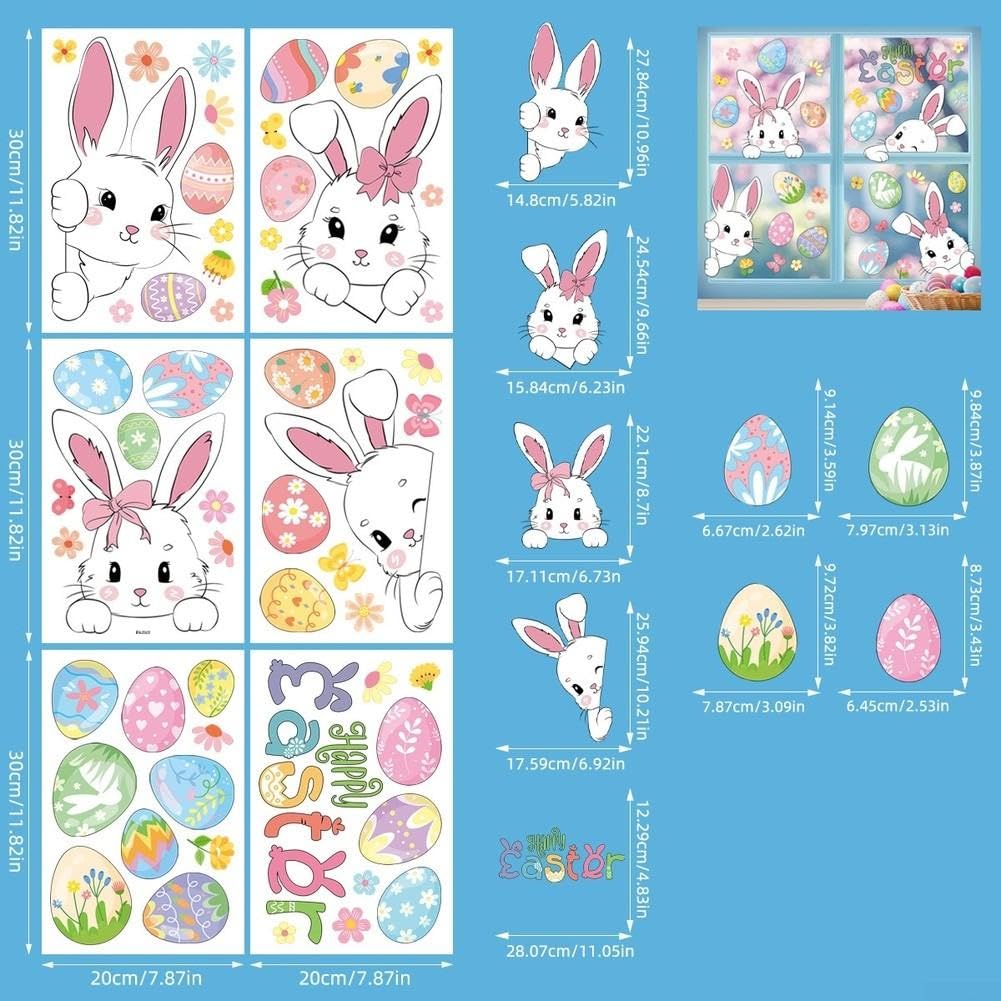 6 Blatt Ostern Fensterbilder Hase Ei Statisch