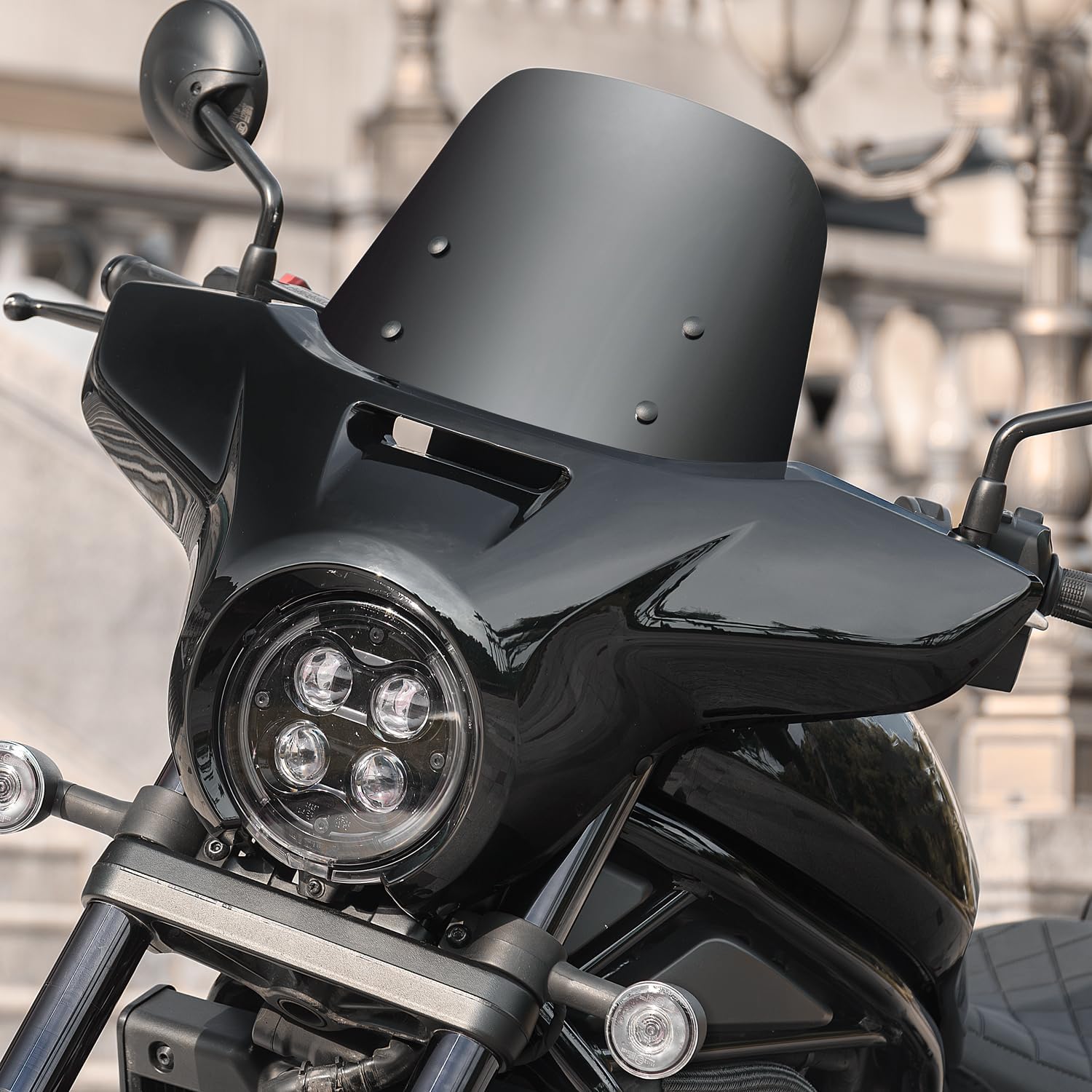 Motorcycle Headlight Fairing Cowl Windscreen Windshield for Honda Rebel CMX 1100 Rebel1100 CMX1100 2021 2022 2023 2024 2025 2026 Wind Mask Deflector Protector Cover (Smoke+Black)