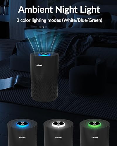 Miniatura 9 de Purificadores de aire para el dormitorio del hogar, limpiador de aire ADTARK con filtro H14 True HEPA 3 en 1, modo de sueño y función de aroma, 3