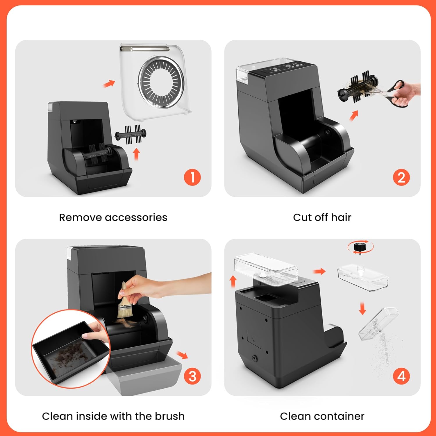 TASALON Automatic Hair Brush Cleaning Machine, Fast Electric Hair Round Brush Cleaner with Infrared Sensor & Ultrasonic Mist for Paddle, Round, Vent Brushes, for Home and Beauty Salon, Black