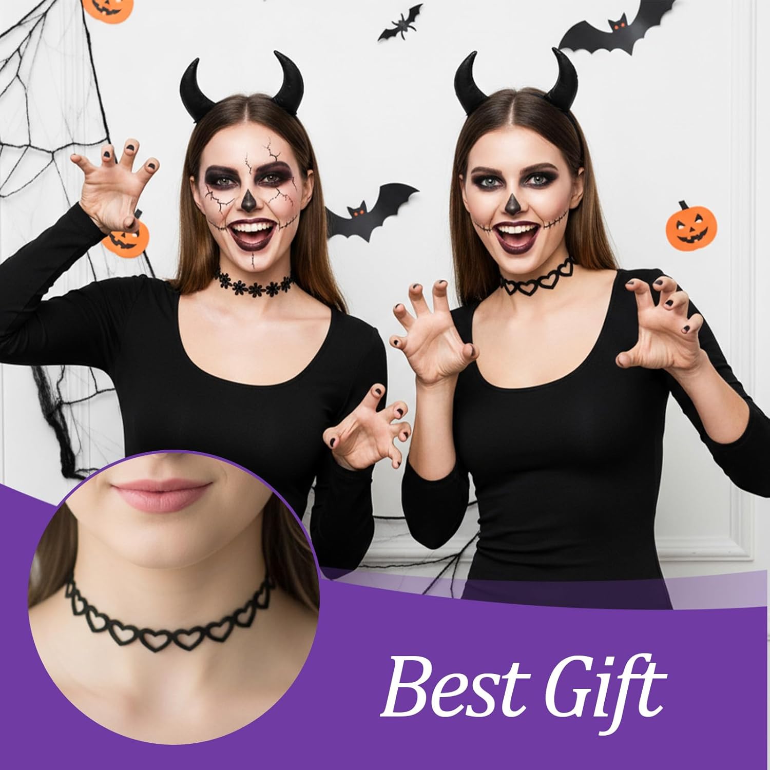 6PCS Gothic Choker Necklace for Women, Black Lace Choker Layered Classic Velvet Lace Collar Necklace Adjustable Gothic Chokers Accessories for Halloween Cosplay jewelry Gift for Women - Image 2