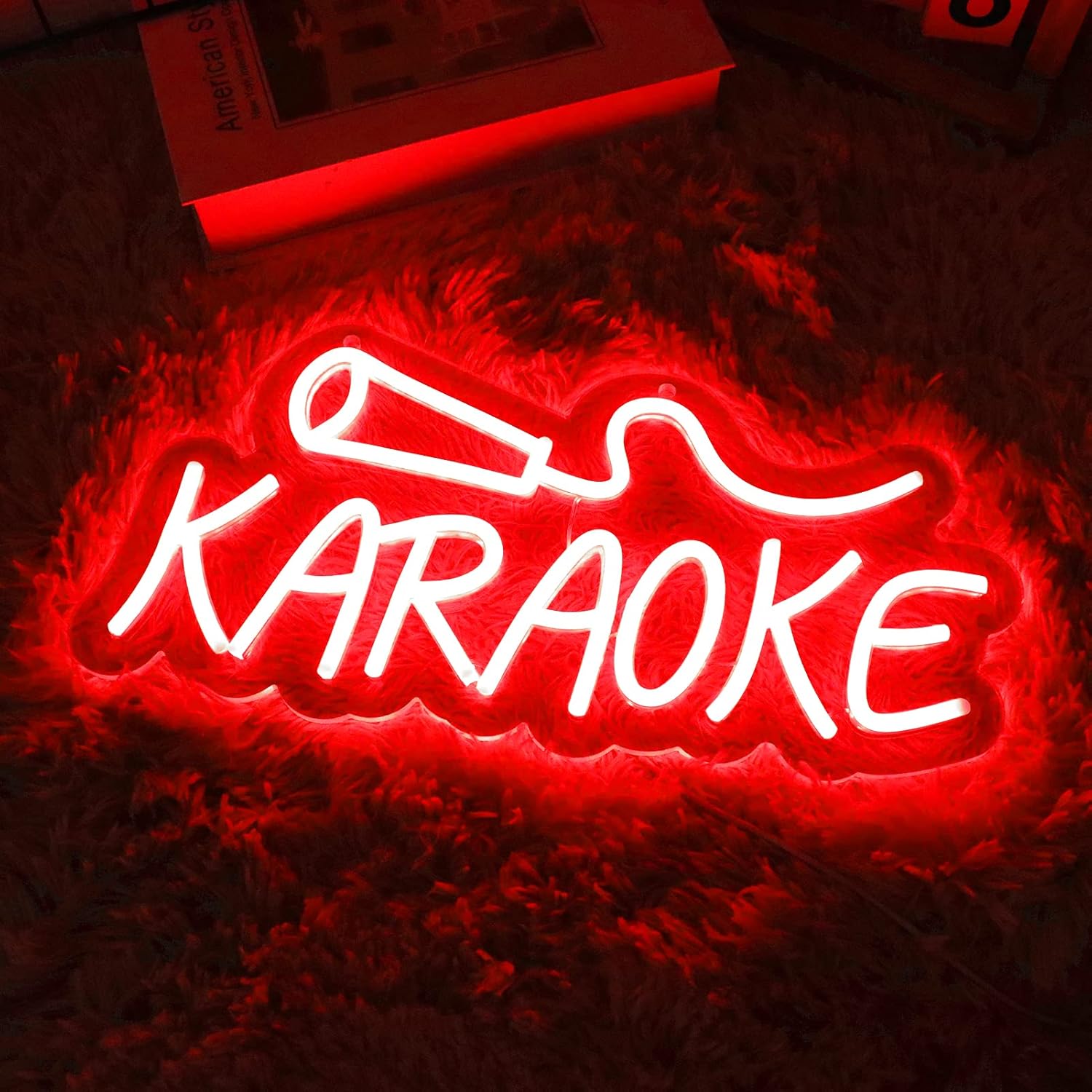 Karaoke Neon Sign for Music Bar,Pub,Club,Karaoke Stor Wall Art Decor,Light Up Your Space,Red Color,5V USB Power Supply