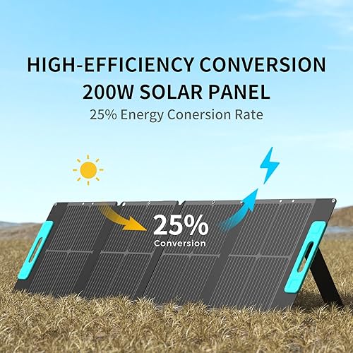 Miniatura 2 de Panel solar portátil de 200 W, 200 vatios para generación solar de estación de energía portátil, cargador solar plegable con funda de transporte,