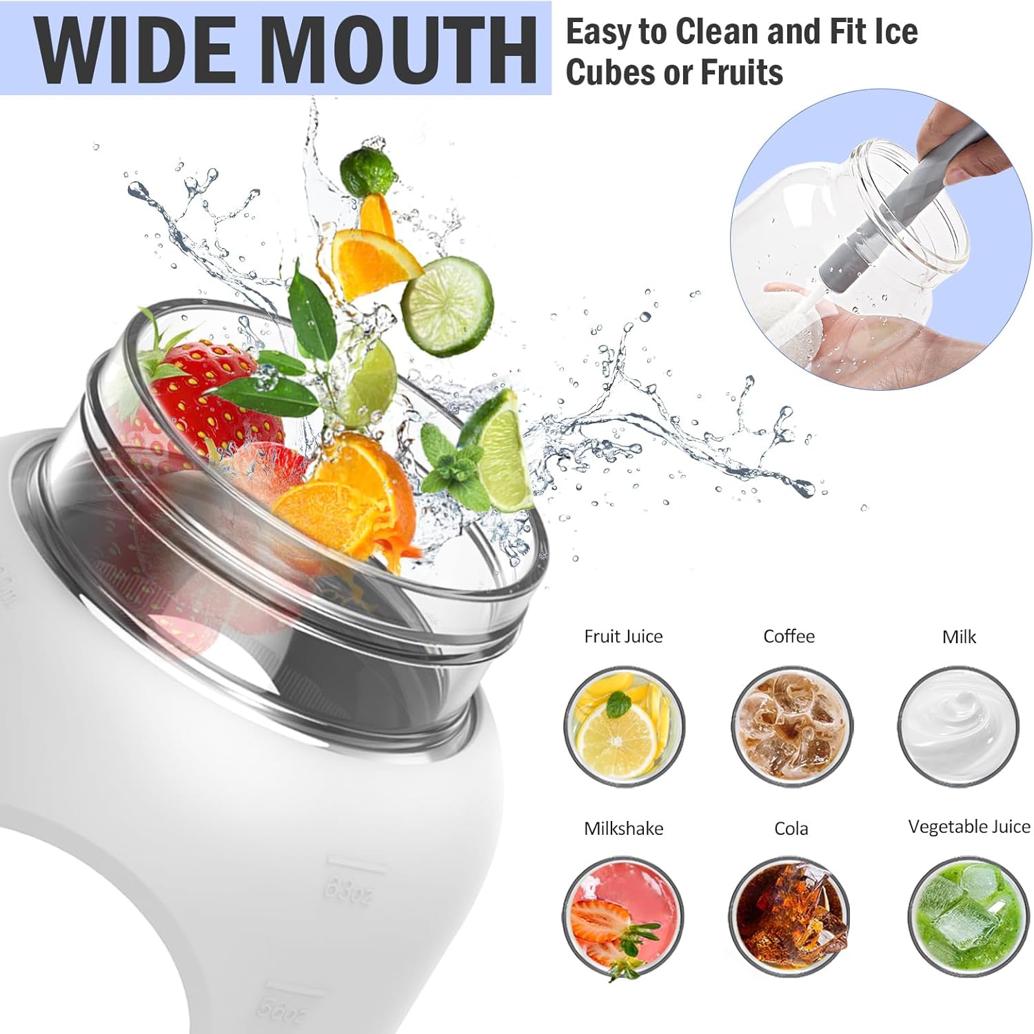 84oz Glass Water Bottle with Stainless Steel Handle,2.5L Gallon Water Bottle with 2-IN-1 Straw Lid, Silicone Sleeve and Motivational Capacity Marker, Wide Mouth Water Jug For Gym, Workout, White - Image 4