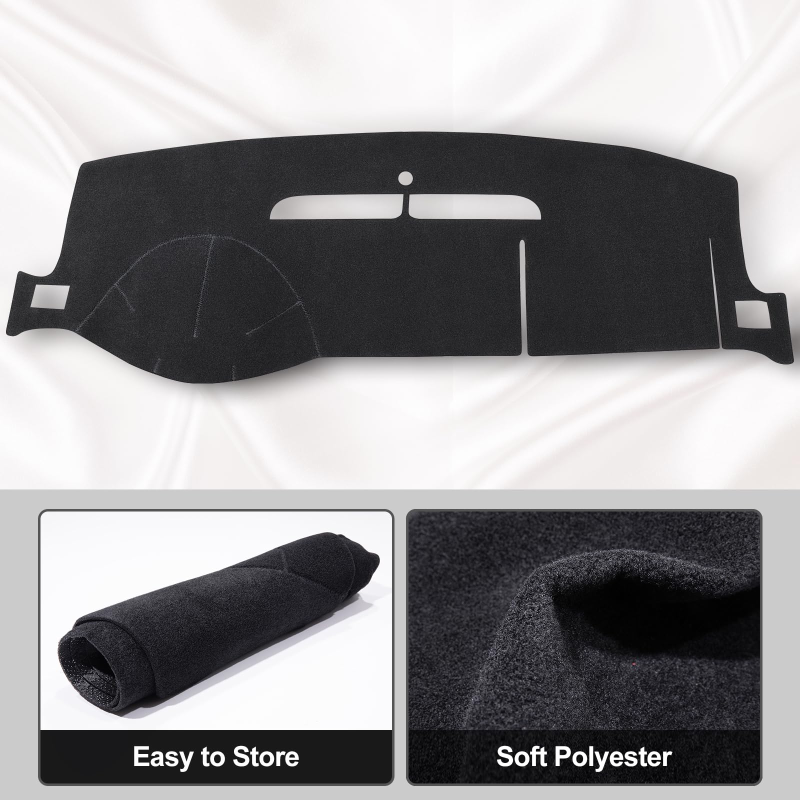 Spurtar Dashboard Cover Fits for 2007-2014 Chevrolet Avalanche Silverado 1500 2500 3500 LTZ, 2007-2014 Chevy Tahoe Suburban, 2007-2013 GMC Sierra Denali, 2007-2014 GMC Yukon (Black)