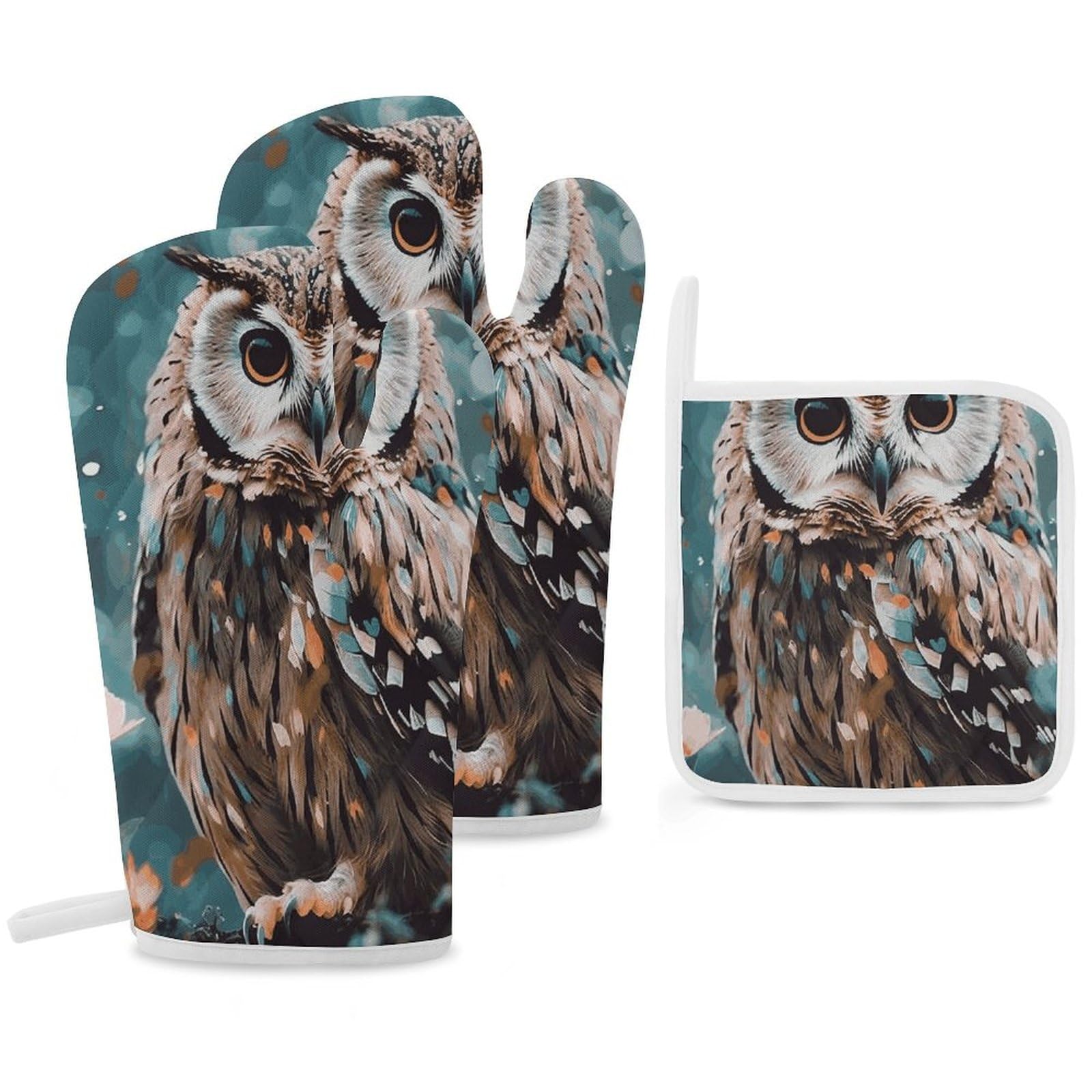 Gants de cuisine hibou anti-brûlure pour manipuler les plats chauds du four