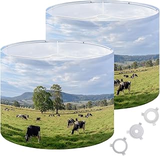 Lamp Shades 13"x13"x10" Set of 2 Dairy cattle herd New South Wales Australia Drum Lampshades for Floor Lamps Table Lamps Medium Replacement Linen Lamp Shade Easy Assembly