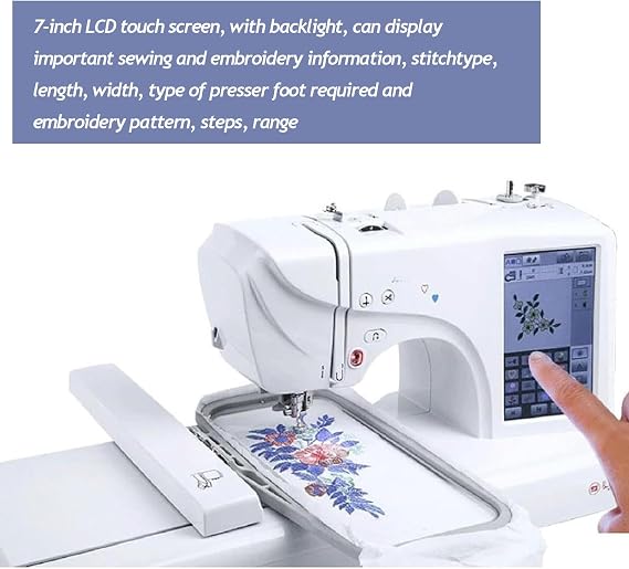 Automatic Sewing Machine Electric Embroidery Machine with 4 x 9.2 embroidery area and 158 built-in design with LCD touch screen, 30 pattern border
