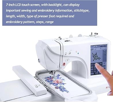 Automatic Sewing Machine Electric Embroidery Machine with 4 x 9.2 embroidery area and 158 built-in design with LCD touch screen, 30 pattern border