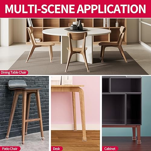 Miniatura 39 de 24 protectores rectangulares de suelo para patas de silla con fieltro, pequeñas tapas de silicona para patas de sillas para suelos de madera dura