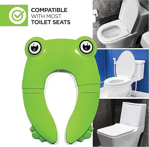 Miniatura 2 de Asiento de entrenamiento portátil para ir al baño con temática de dinosaurio, para niños, asiento de inodoro plegable con agarre antideslizante,